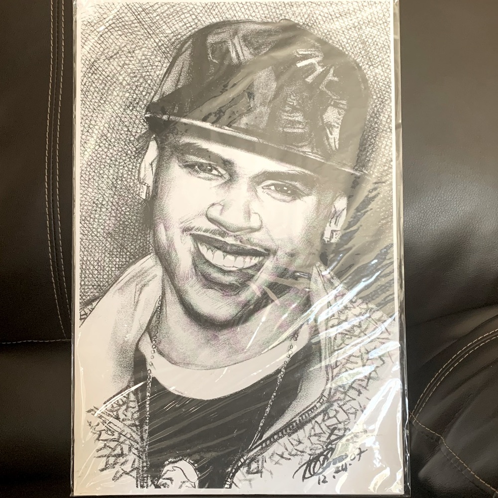 Chris Brown, Hand Drawn Artistic Portrait 🎨